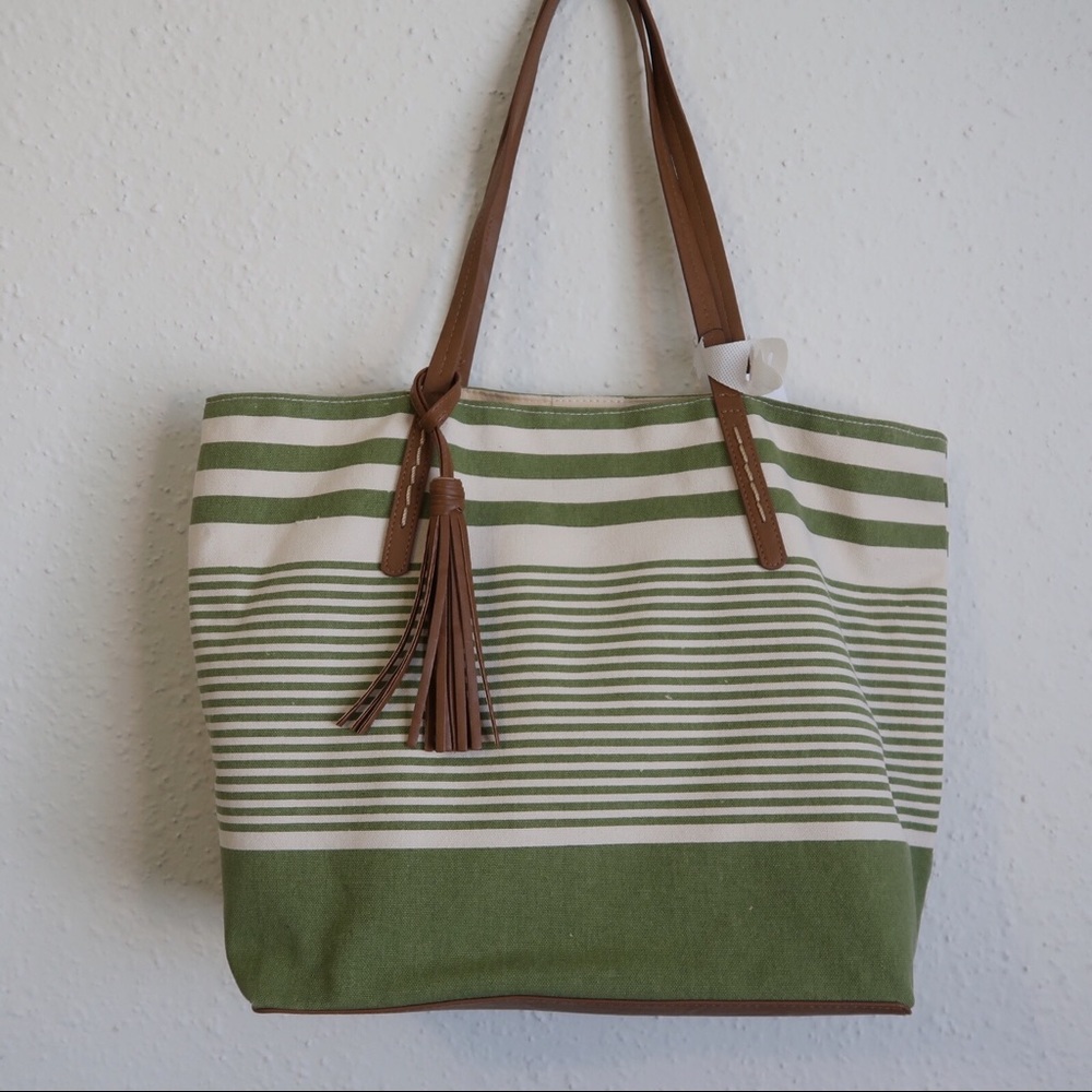 Casual striped canvas bag